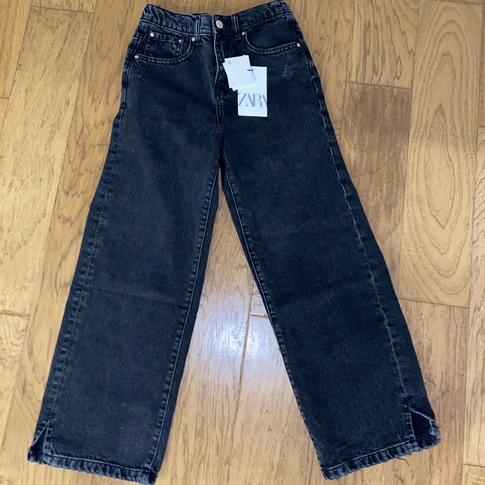 Zara kids black wide leg jeans